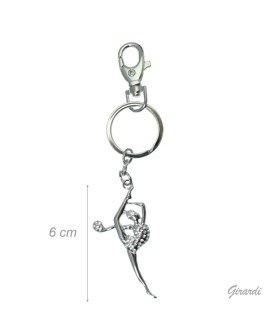 Porte-clé métal/strass Gym au ballon