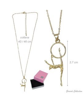 Collier chaîne dorée gymnaste au cerceau